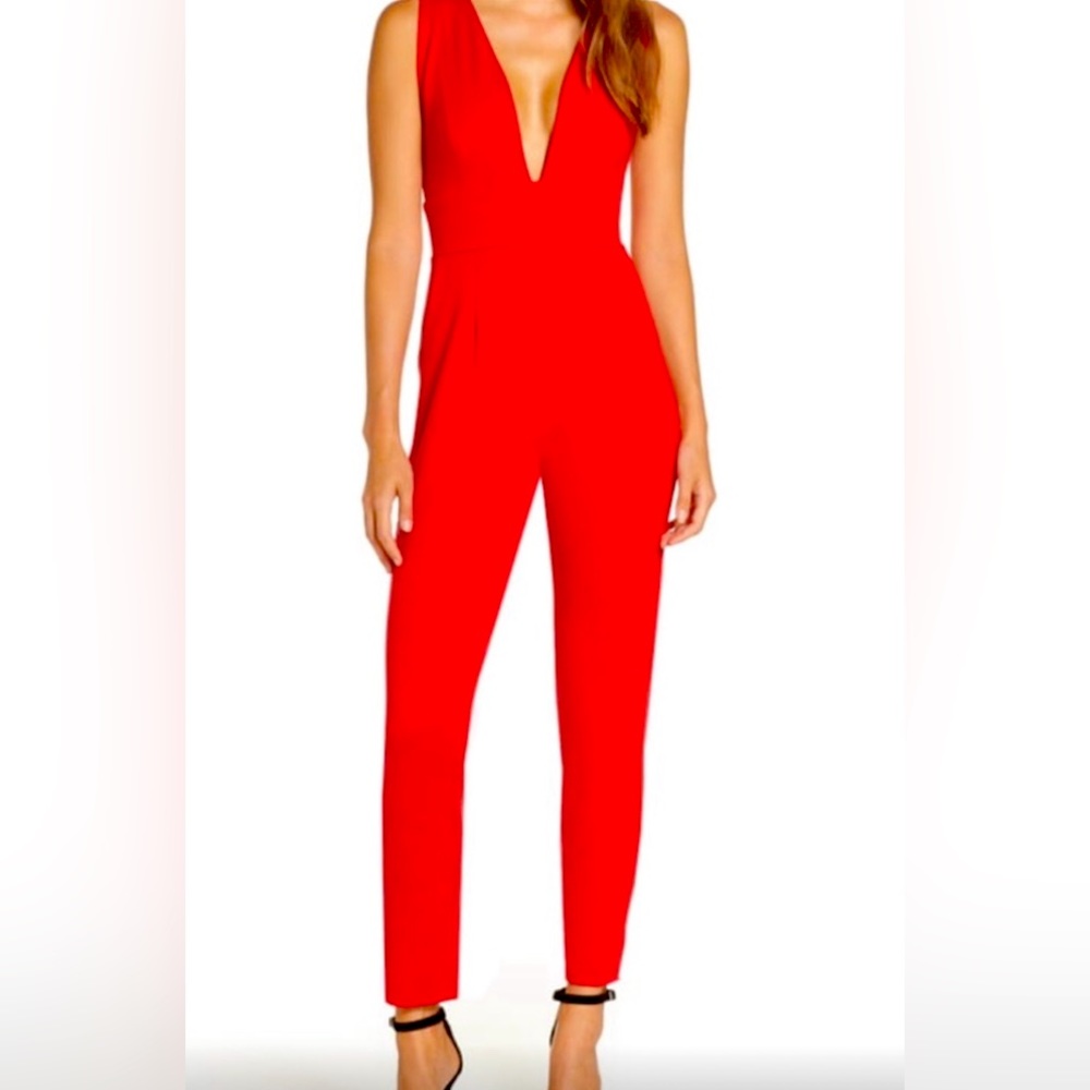 FRAICHE by J - Red Plunge Neck Jumpsuit - Nordstrom - Excellent Condition